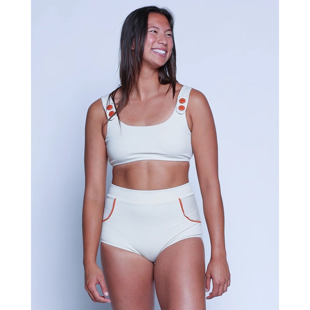 Free People Seea Georgia Bikini Top Size XL Beige Pebble